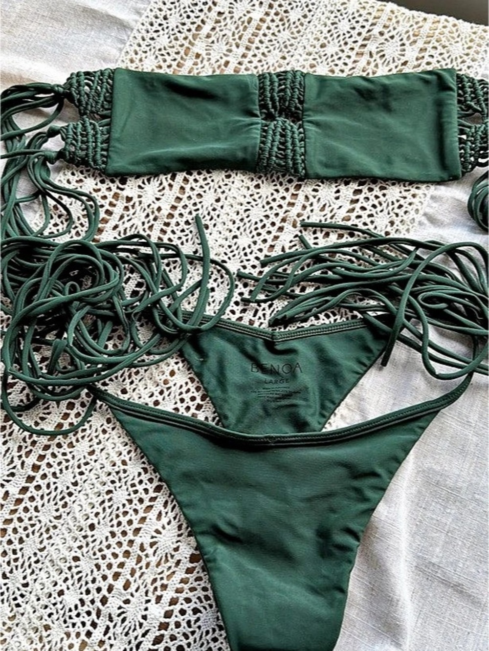 Benoa Swim Andy Top and Peggy Bottom Green Bikini Set Large / Small